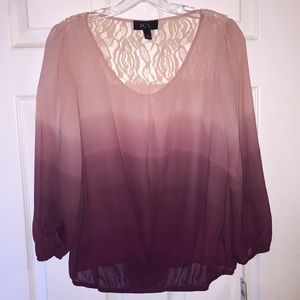 Ombré long sleeve blouse
